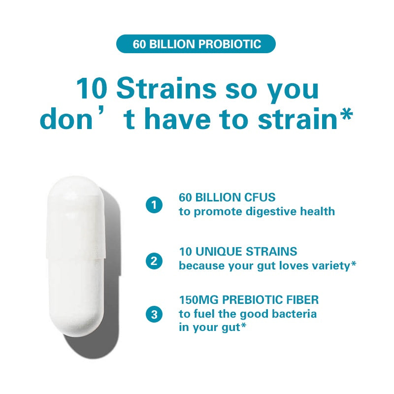BSYS 60 Billion CFU Probiotic Capsules for Digestive & Immune Health