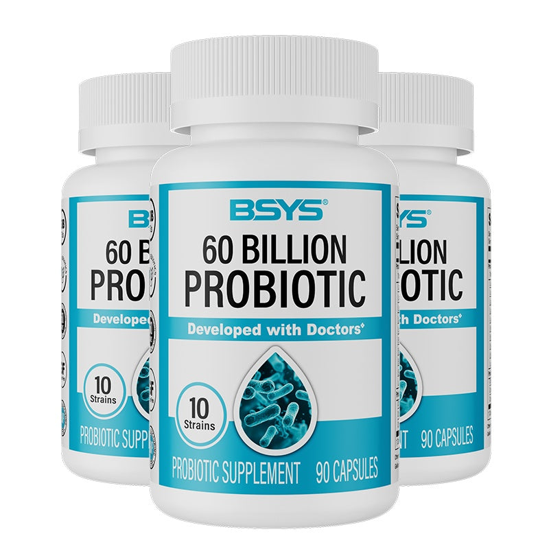 BSYS 60 Billion CFU Probiotic Capsules for Digestive & Immune Health