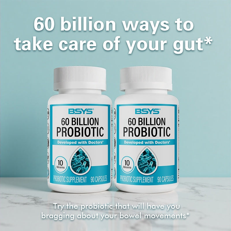 BSYS 60 Billion CFU Probiotic Capsules for Digestive & Immune Health