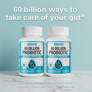 BSYS 60 Billion CFU Probiotic Capsules  Acid-Resistant Stomach-Resistant Formula  Intestinal Delivery Technology  Digestive & Immune Health Support  Daily Gut Wellness Supplement