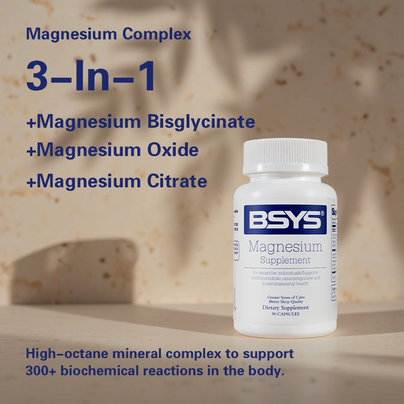 BSYS Magnesium Supplements Sleep & Anxiety Relief Aid  Muscle Relaxation Support  Heart Health & Blood Sugar Balance Formula  Cognitive Function Enhancement  Nighttime Wellness Supplement