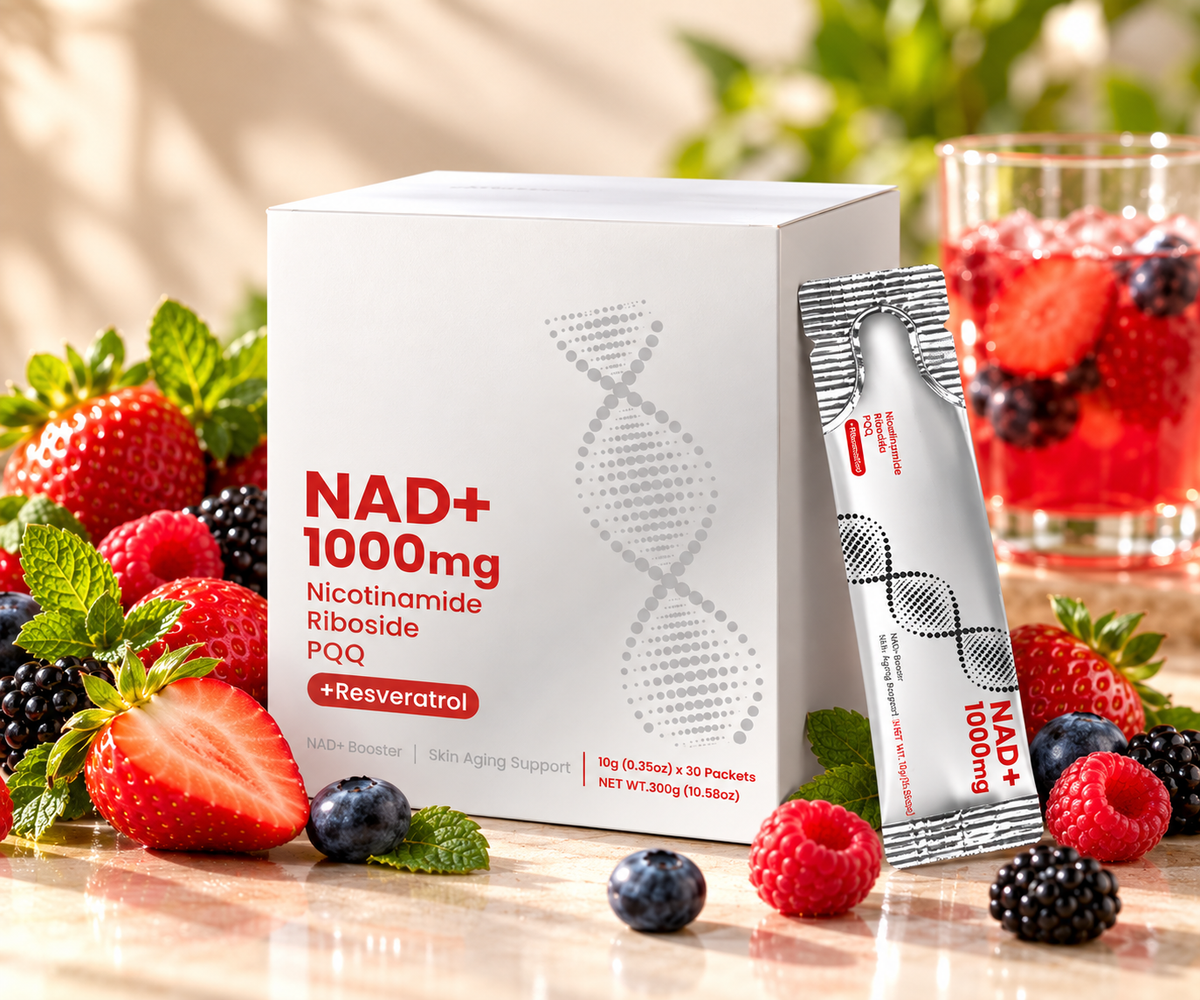 NAD+ Berry Drink Mix – 600mg Nicotinamide Riboside with Resveratrol, Quercetin & PQQ | 30 Servings