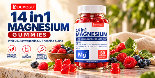 DUWZGU 14-in-1 Magnesium Complex Gummies – 10 Forms of Magnesium, Vitamin D3, Zinc & More