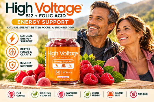 Vitamin B12 Gummies – 1,000 mcg Methylcobalamin with Folate | 60 Gummies