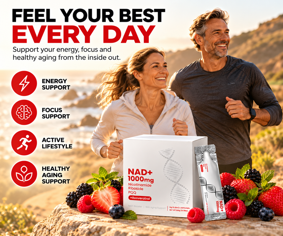 NAD+ Berry Drink Mix – 600mg Nicotinamide Riboside with Resveratrol, Quercetin & PQQ | 30 Servings
