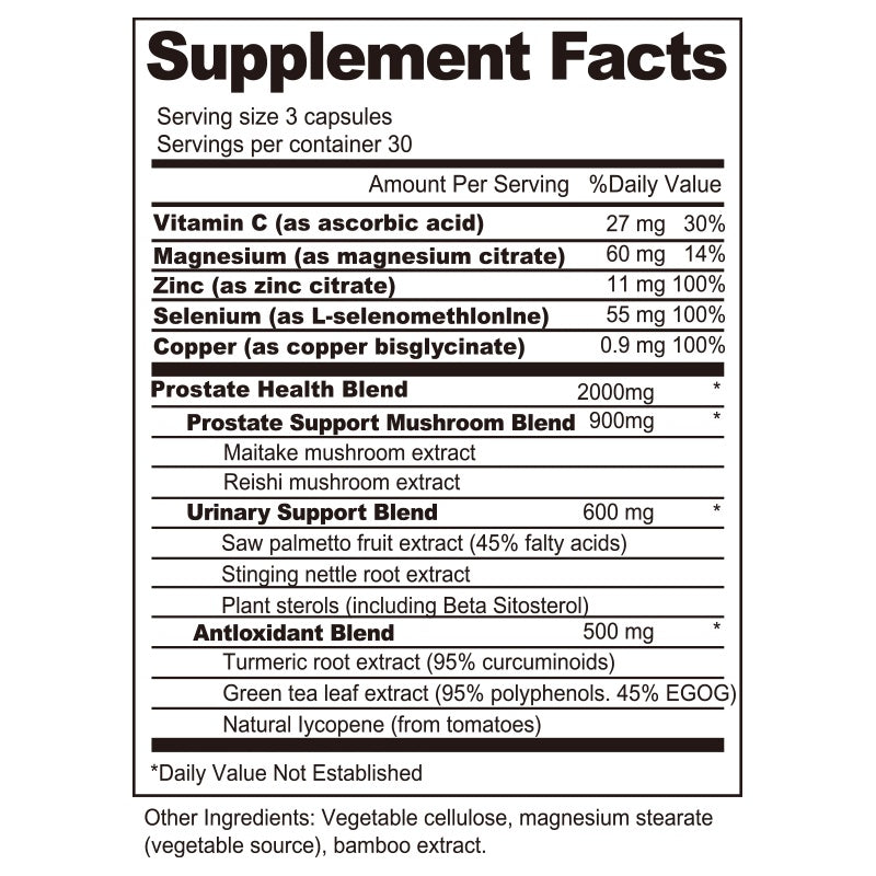 Prostate Health Capsules Urinary + Antioxidant Protection BSYS