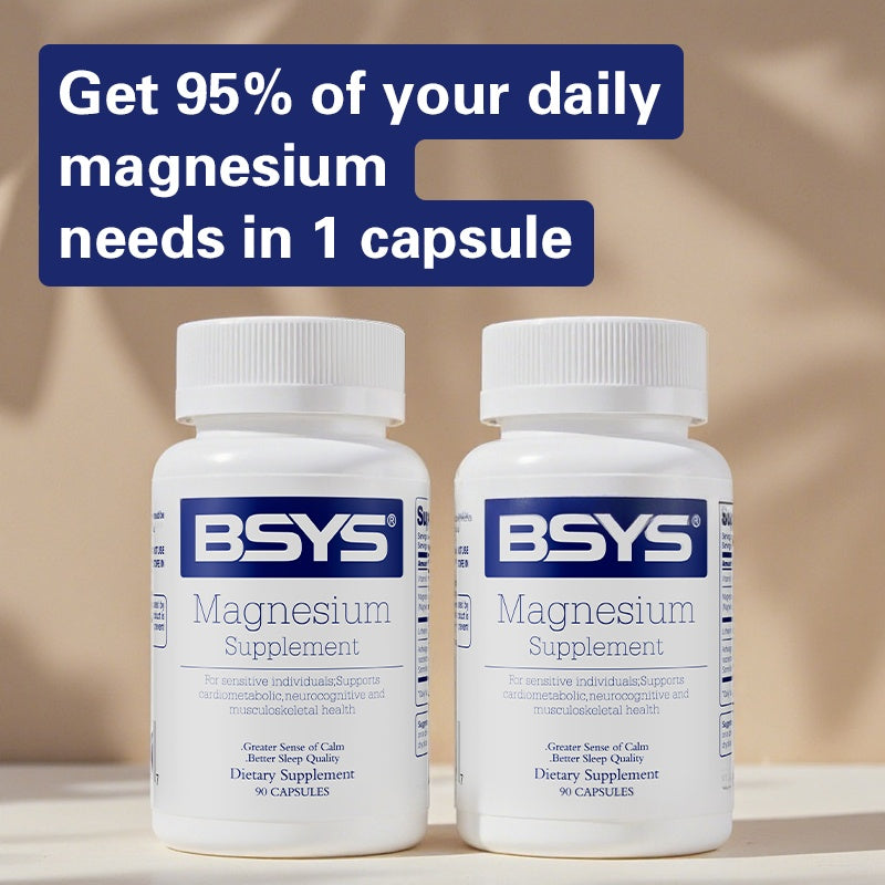 BSYS Magnesium Supplements Sleep & Anxiety Relief Aid  Muscle Relaxation Support  Heart Health & Blood Sugar Balance Formula  Cognitive Function Enhancement  Nighttime Wellness Supplement
