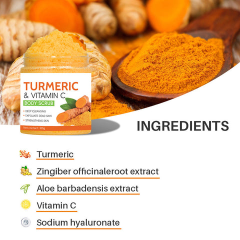 Turmeric & Vitamin C Body Scrub Deep Cleanse, Exfoliate & Strengthen Daily Shower Ritual Natural Ingredients Blend With Turmeric, Vitamin C & Hyaluronic Acid