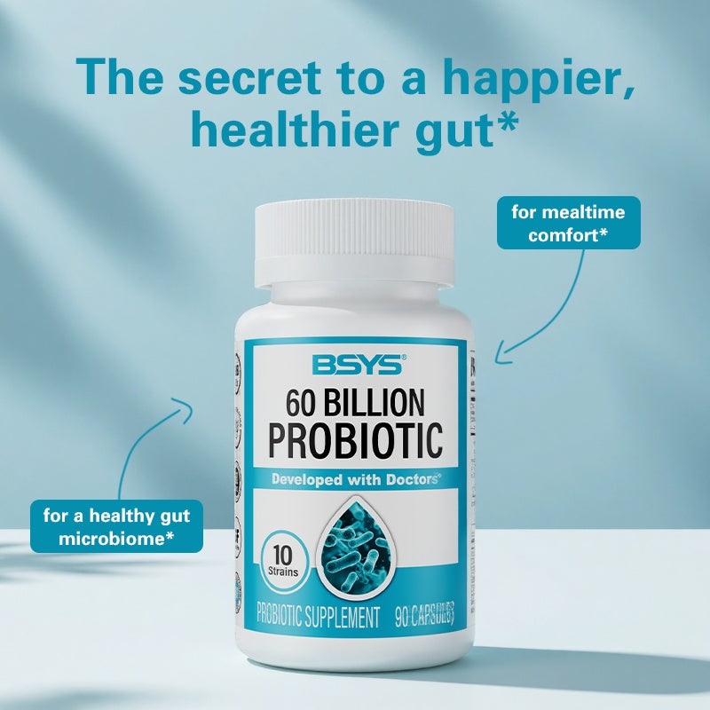 BSYS 60 Billion CFU Probiotic Capsules for Digestive & Immune Health