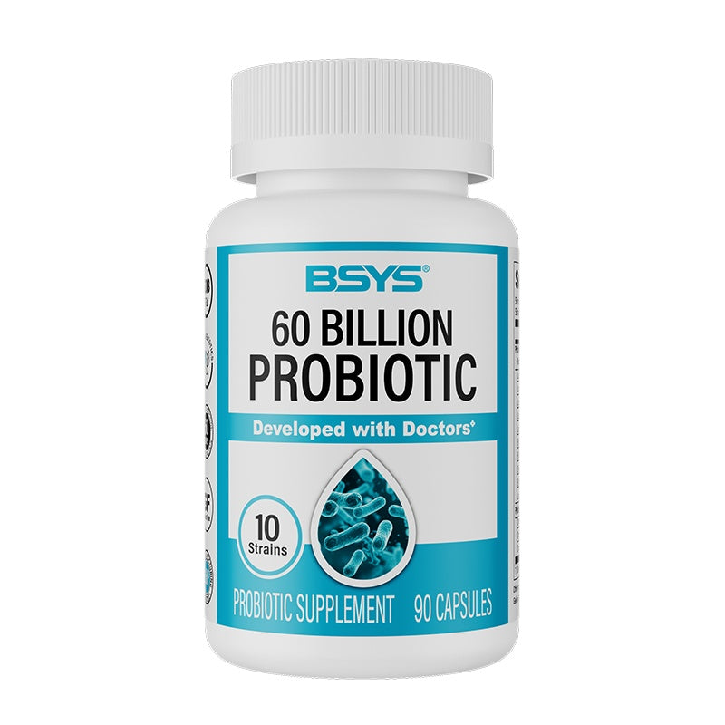 BSYS 60 Billion CFU Probiotic Capsules for Digestive & Immune Health